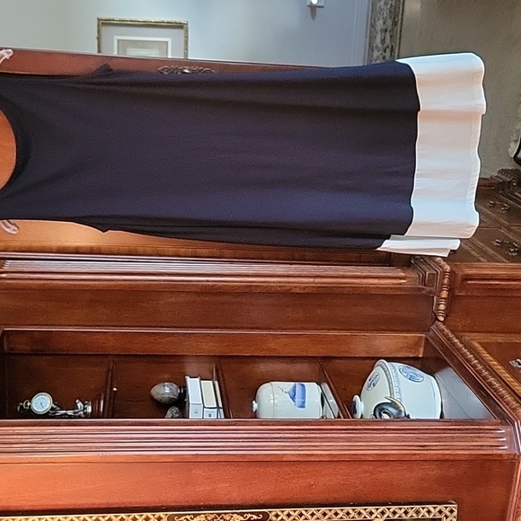 Jones New York Sport Navy-White hi low ruffled hem sz XL BEACH TO BRUNCH - Picture 4 of 4